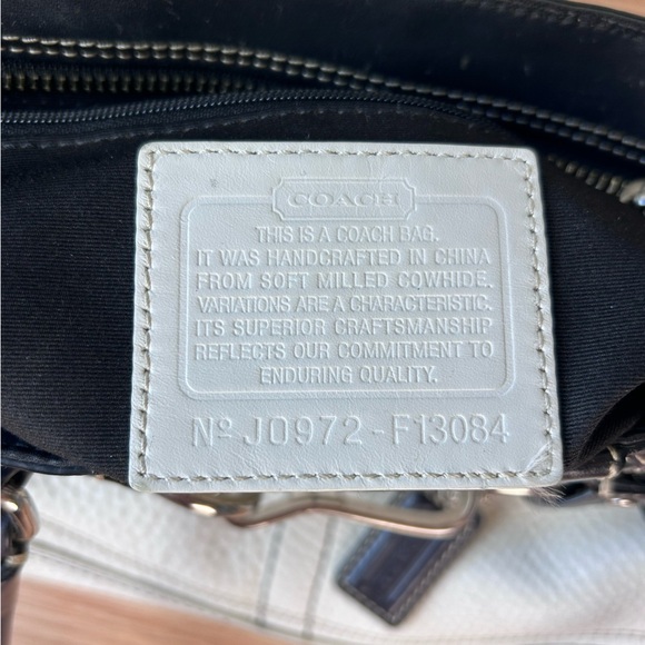 Coach Hampton pebble Leather white Carryall Satchel Braid - Picture 6 of 7